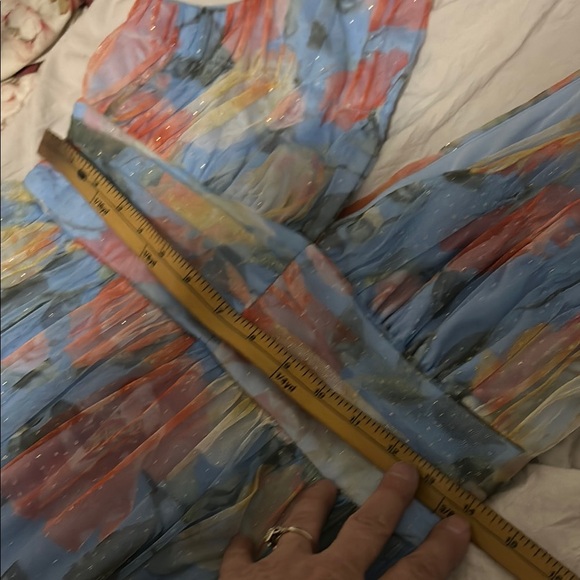 Lulu's Blue and Pink Tiered Maxi Sundress for Weddings - Picture 13 of 14